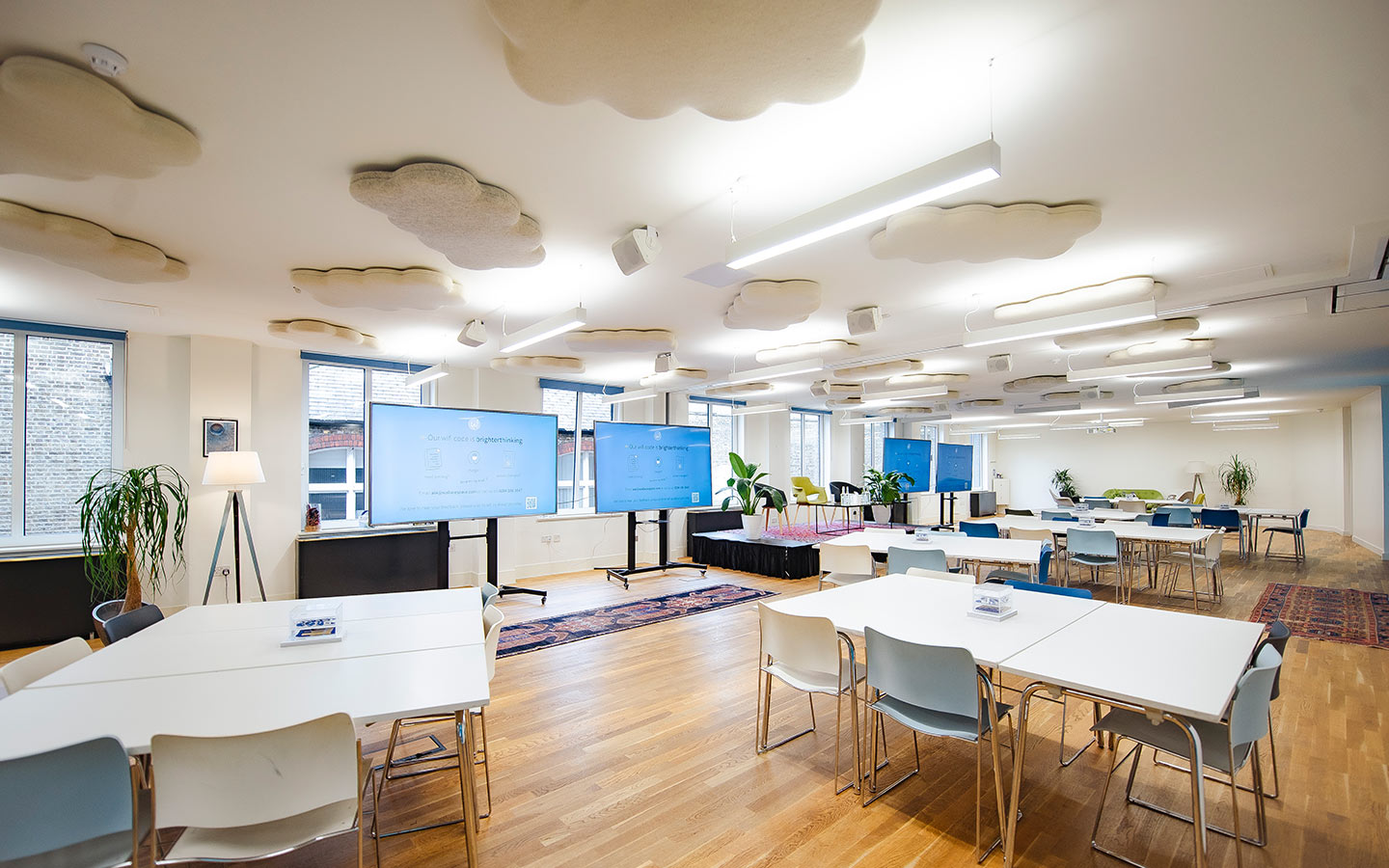 Large spacious modern multifunctional event space with private breakout area for hire in London